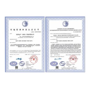 ISO14001環境管理體系認證證書（中、英）